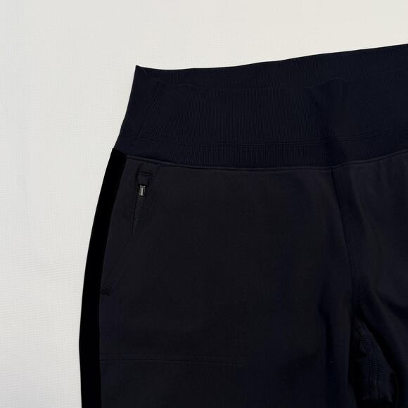 Athleta Jogger Pants Womens XL Black High Rise Rib Waist Zip Pockets Stretch - Picture 4 of 13